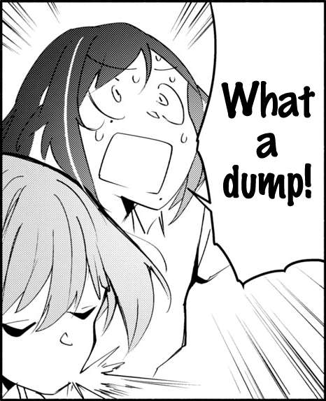 Panel from Throw Away the Suit Together, in reference to the main characters' (not-so) humble abode.